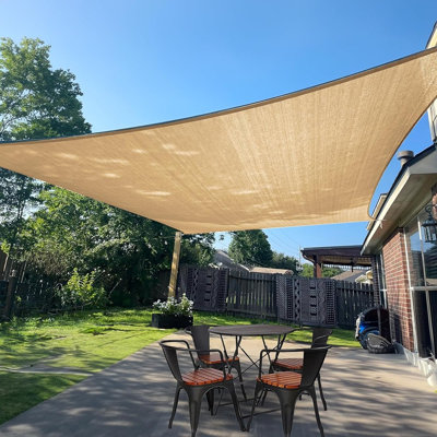 Sun Shade Sail Canopy – Sand Rectangle Uv-blocking Permeable Shade Cover For Patio, Backyard, Deck, Garden, Pergola & Outdoor Spaces, Custom Size Available