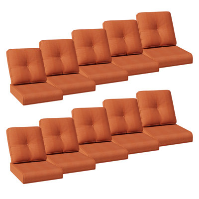 Outdoor Deep Seat Patio Cushion and Back Cushion Set, Fade Resistant Olefin Fabric Replacement Furniture Cushions for Garden Lawn, Available in Beige, Navy Blue, Red, Orange, Green and Black