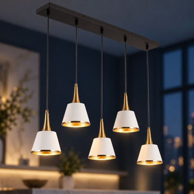 Suspension lumineuse linéaire moderne à 5 lumières Kennesaw 32 po W avec variateur pour îlot de cuisine