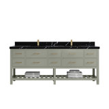 Parker 84 In. W X 22 In. D Double Sink Bathroom Vanity In Evergreen With 2 In.