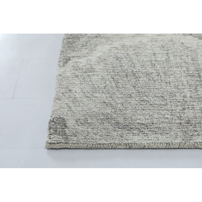 Gingko Hand Tufted Gray Area Rug, Rectangle 7'6" x 9'6"