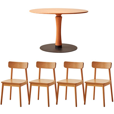 Table ronde rétro en bois massif de cerisier
