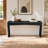 65 Inch Solid Wood Veneer Console Table, Farmhouse Entryway & Sofa Table, Black
