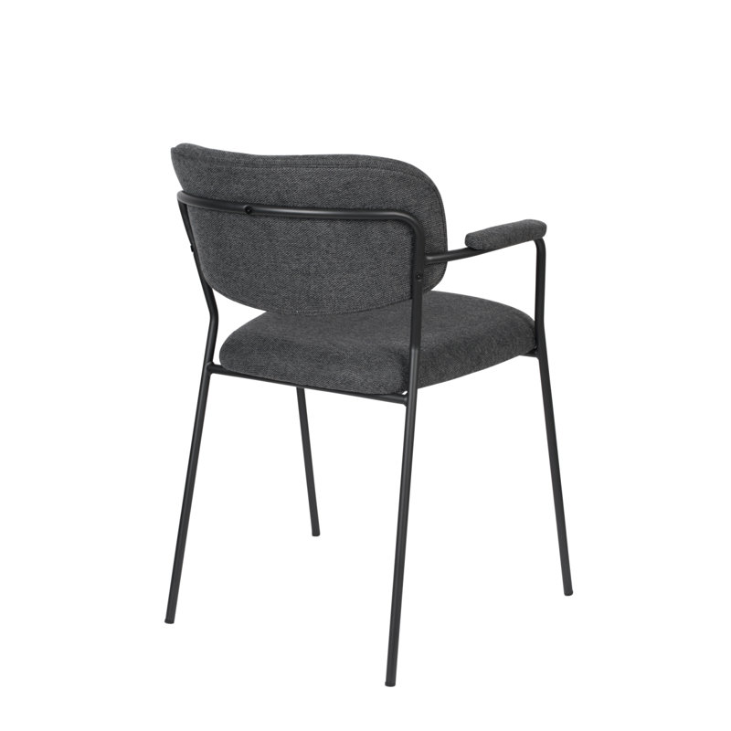 Jolien Upholstered Arm Chair, Dark Gray, Black