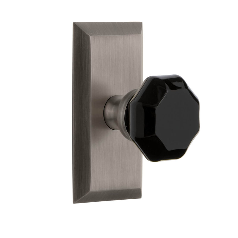 Grandeur Concealed Screw Mechanism Geometric Knob with Rectangle Rosette, Antique Pewter