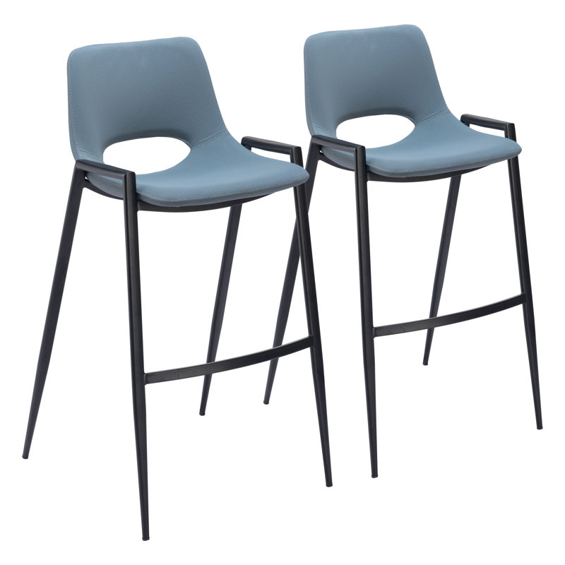 Tabouret de bar et de comptoir Desi Halchak, Noir, noir, noir, noir, Bleu, Tabouret de bar (siège d'une hauteur de 29,3 po)