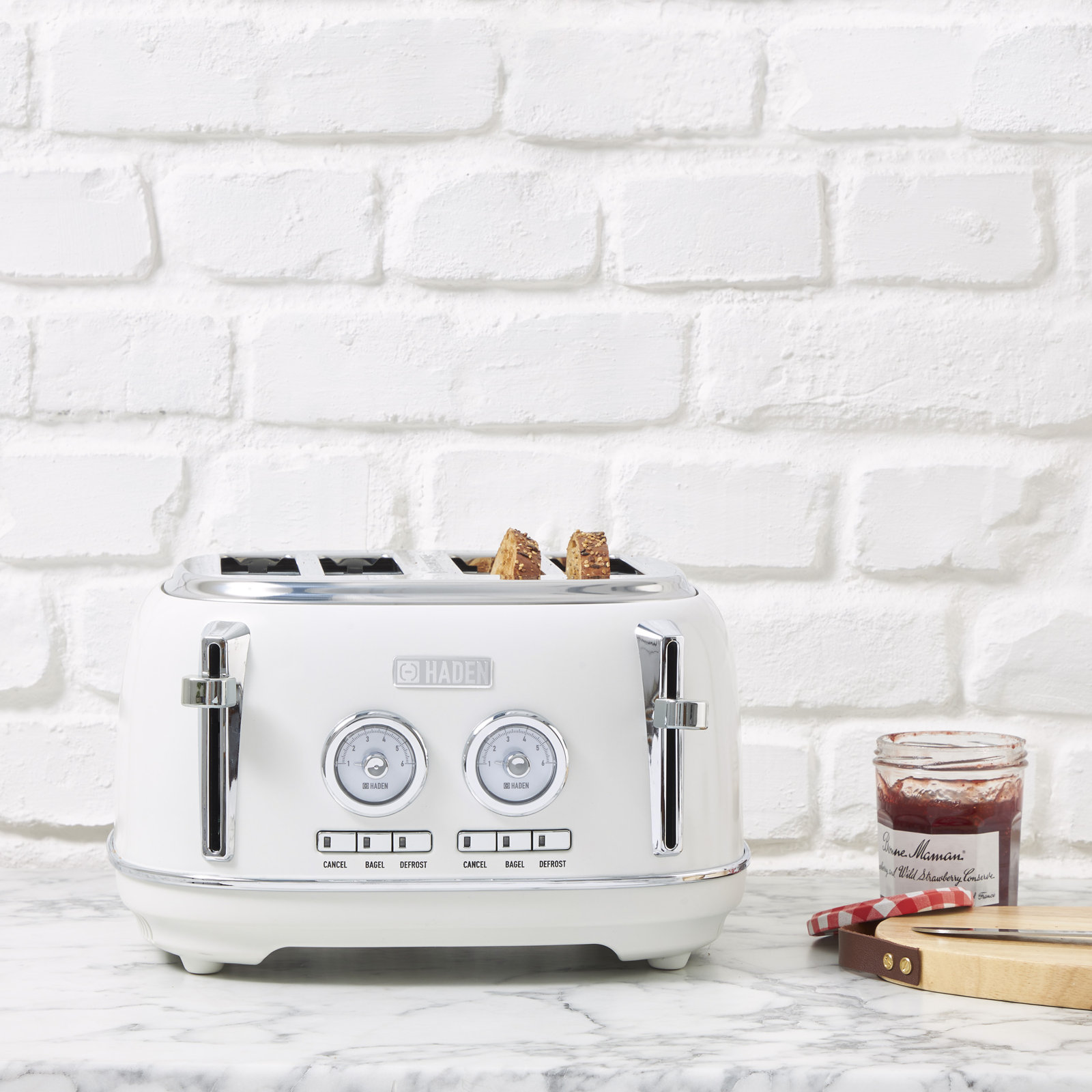 HADEN Dorset 4-Slice Wide Slot Toaster, Ivory