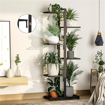 Support à plante - Tablette haute à 6 niveaux pour plantes d'intérieur et d'extérieur et porte-plantes multiples