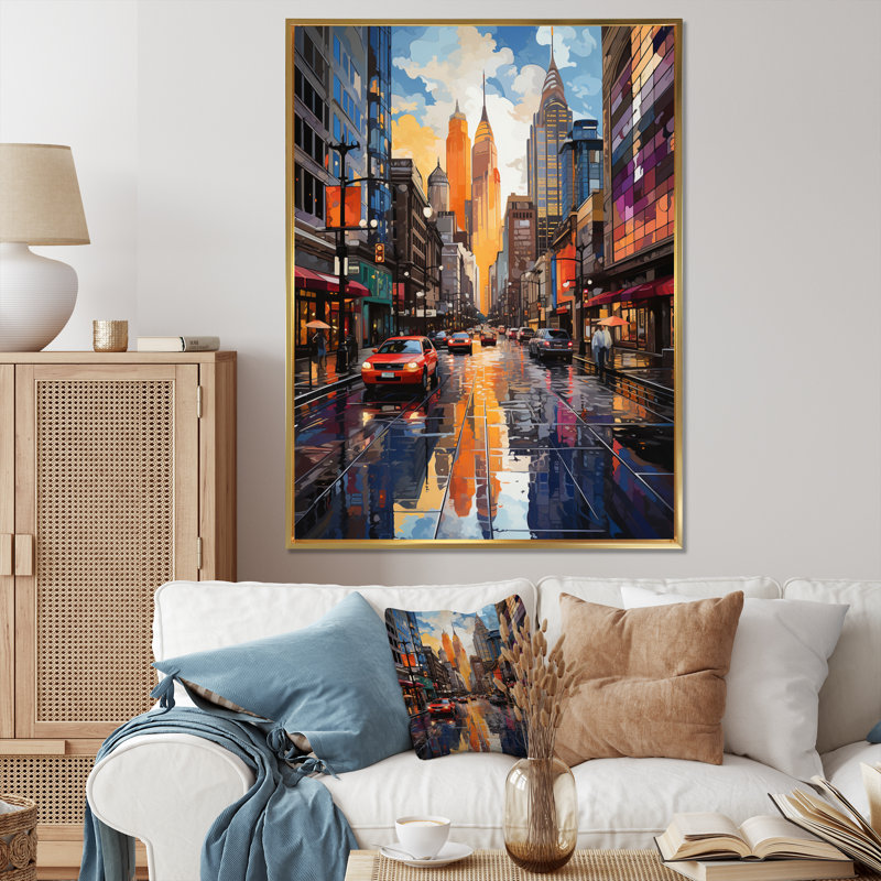 City Charlotte Collage III, H 20 po x l 12 po x P 1 po, Cadre flottant doré