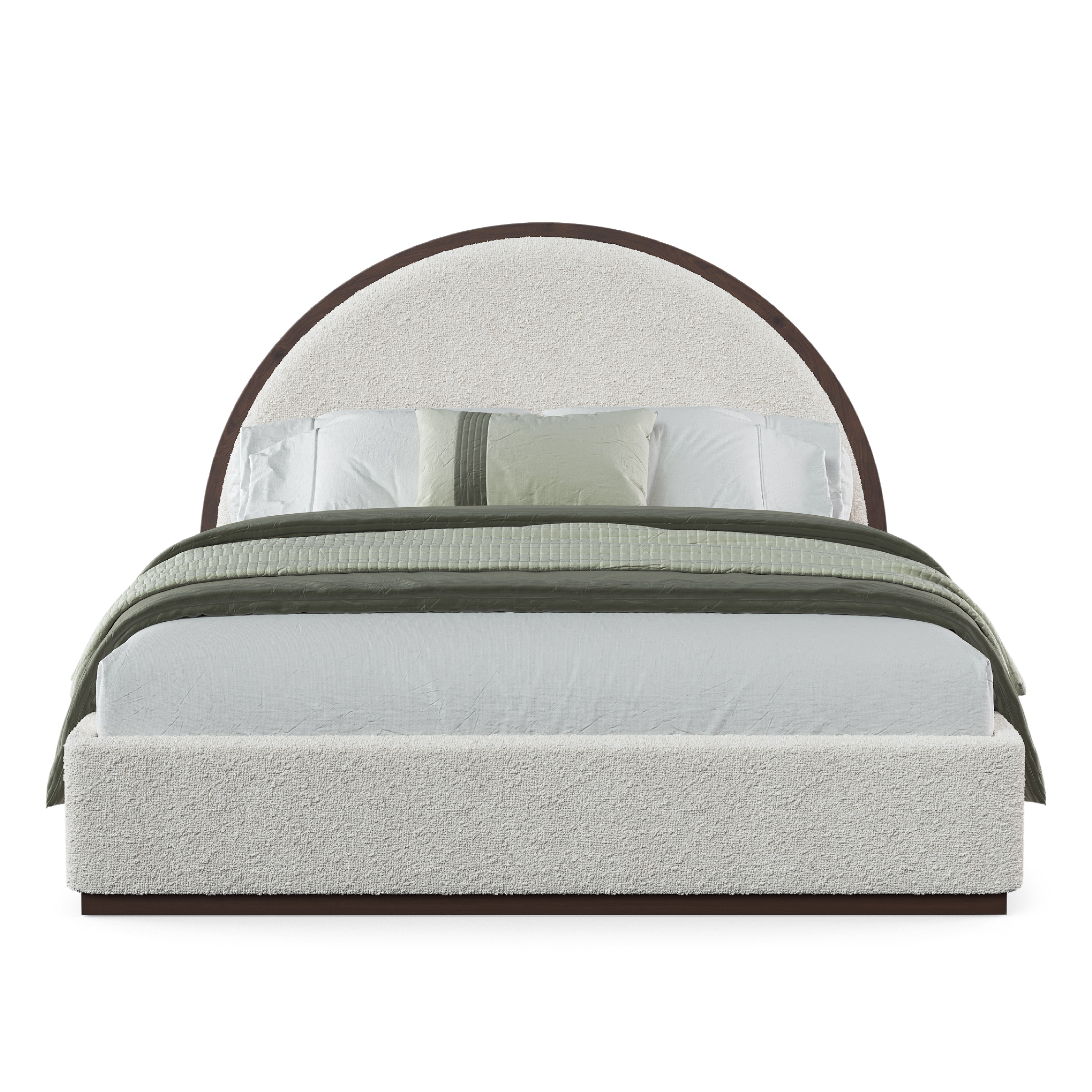 Frankston Arch Queen Bed Walnut Boucle