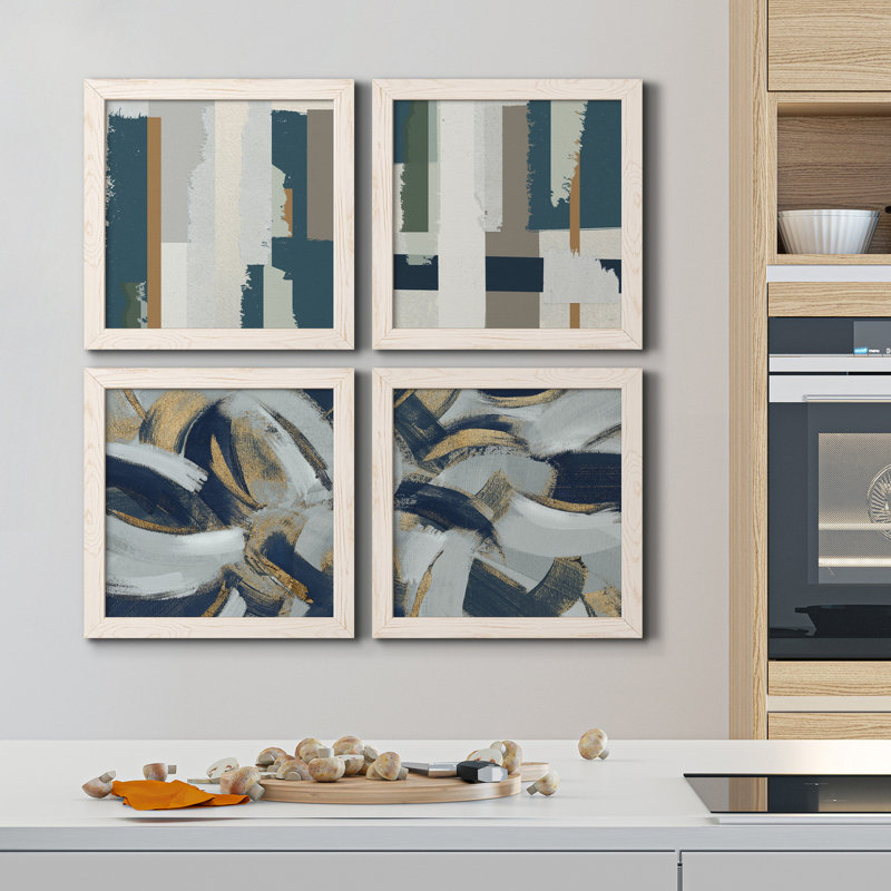 «Close to the Edge I», ensemble de 4 peintures sur toile encadrées, H 20 po x l 80 po x P 1,5 po, Toile blanche encadrée