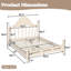 Lit plateforme double avec tête de lit chic, structure de lit en bois massif avec support à lattes, pas de sommier tapissier nécessaire-1447031011