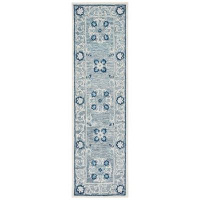 Akins Oriental Handmade Tufted Wool Gray/Ivory Area Rug
