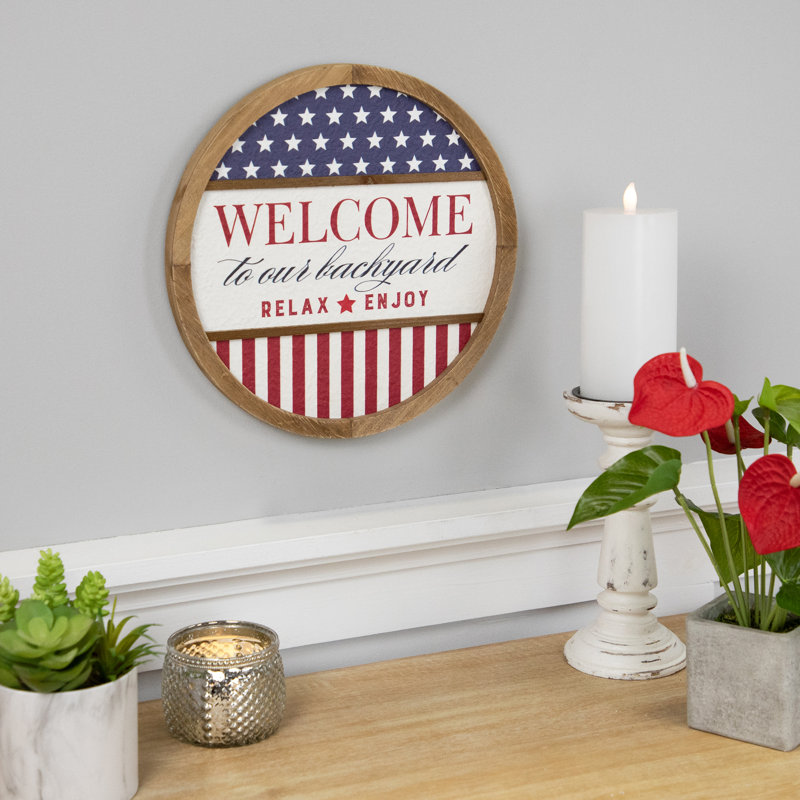 Welcome to Our Backyard Americana, décoration murale encadrée