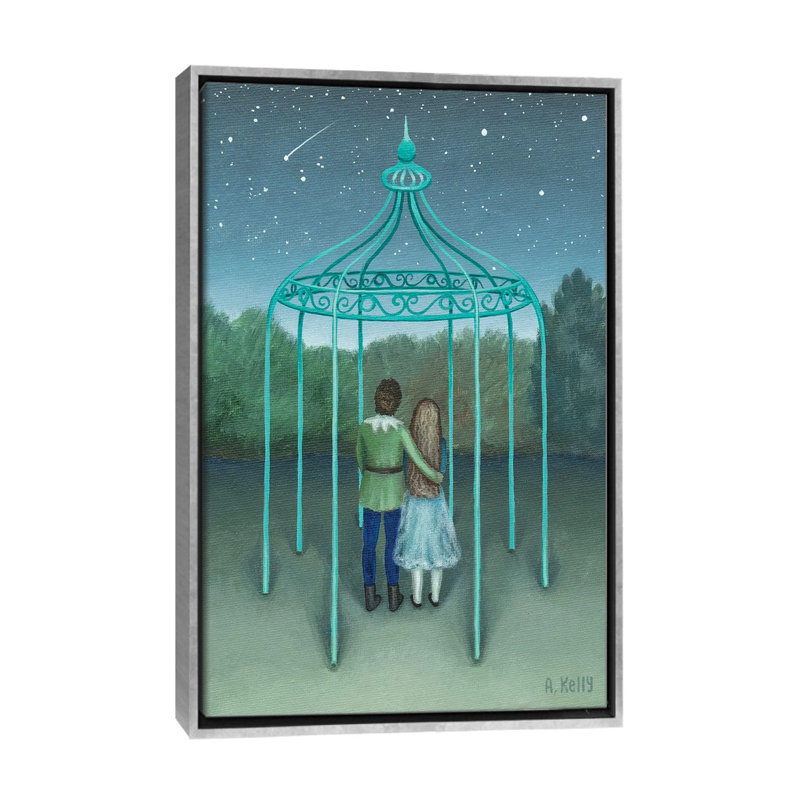 Étoile filante - reproduction d'art murale - toile encadrée, 48 po x 32 po, Toile avec cadre, Argent