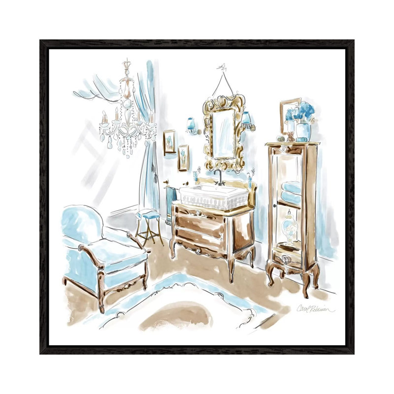 Blue Opulence I by Carol Robinson - Painting on Canvas, Black Framed, 93.98 cm H x 93.98 cm W