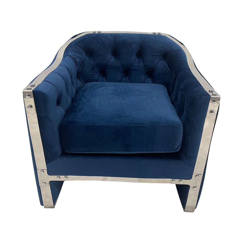 Canapé-lit en velours avec coussin Melange, Marine / Aargent