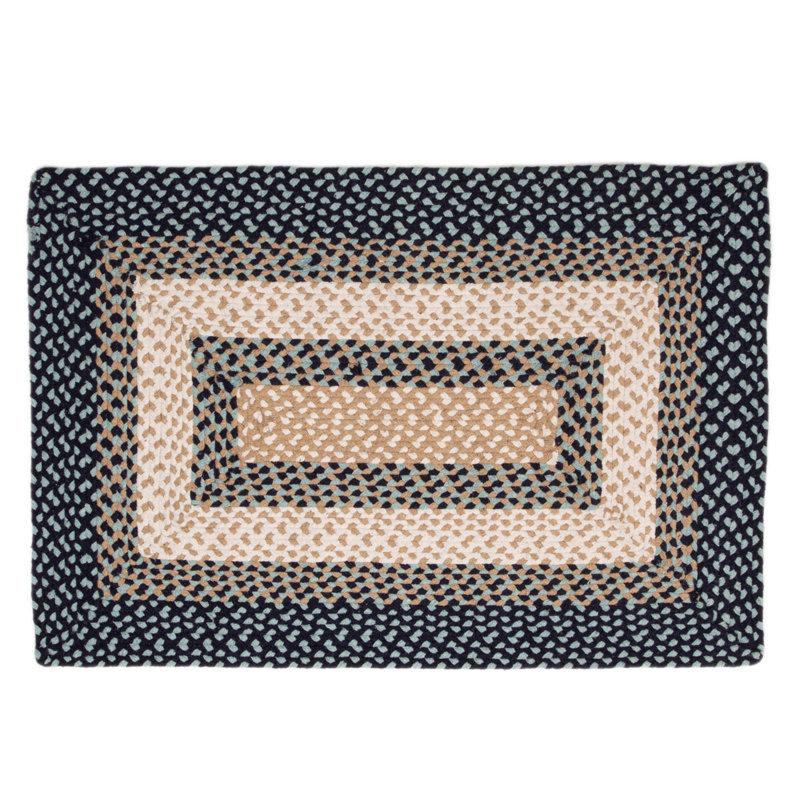 Waterbury Farmhouse Handmade Braided Blue Area Rug, Rectangle 5' x 8'