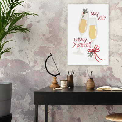 May Your Holiday Sparkle - Contemporary Champagne Glasses Holiday Toast Sparkling Wine Art