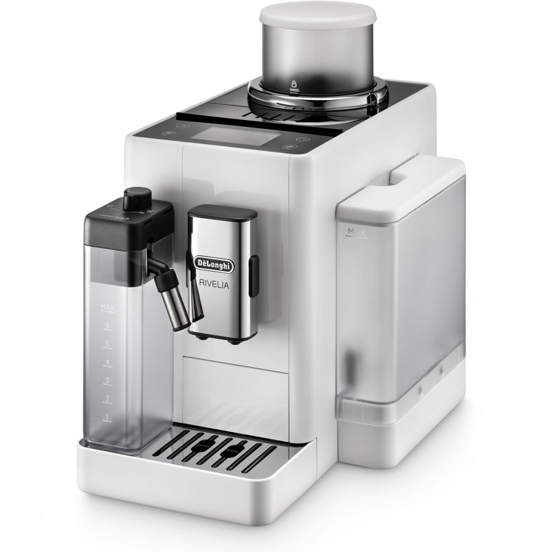 De'Longhi Fully Automatic Espresso Machine with Built-In Milk Frother in White, White