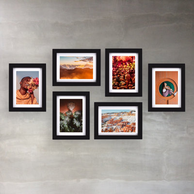 Anvitha Black Solid Wood Picture Frame with Mat