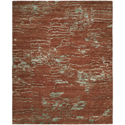 Abstract Area Rug in Rust