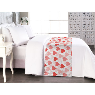Ambesonne Vintage Valentine Bed Runner Love Arty Hearts Coral Blush