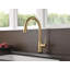 Robinet de cuisine Trinsic brossé à touche dorée avec douchette rétractable, robinet d'évier de cuisine moderne monotrou, poignée simple, bronze champagne-6898315