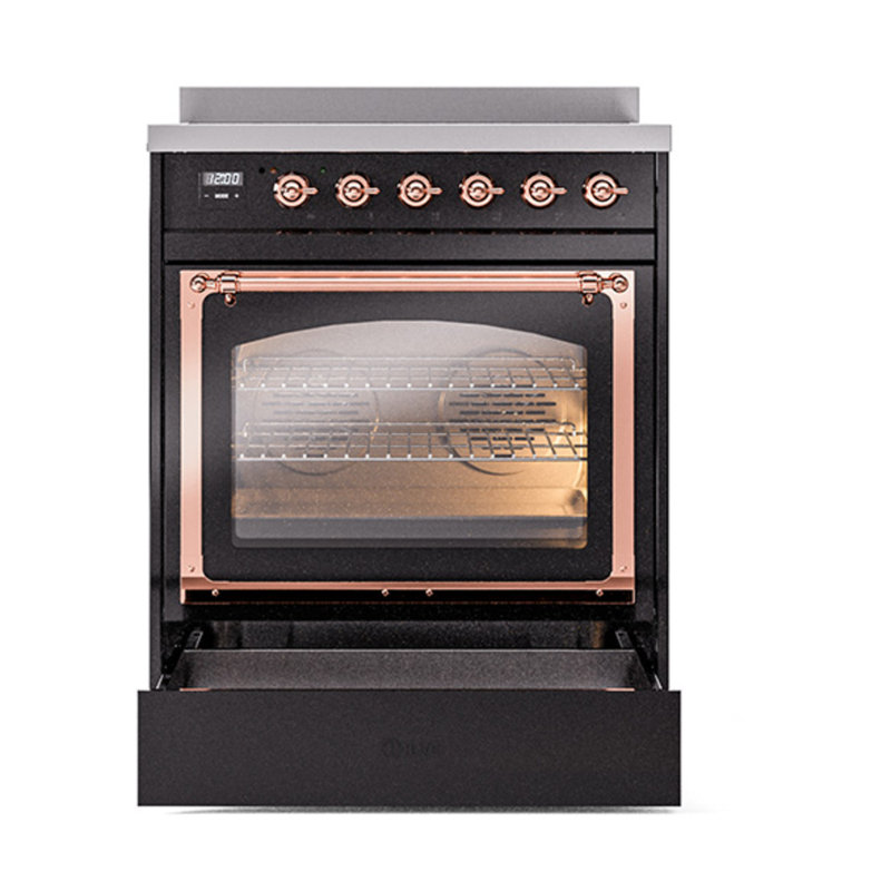 ILVE Nostalgie II Noblesse 30 in Induction Range, Glossy Black/Copper