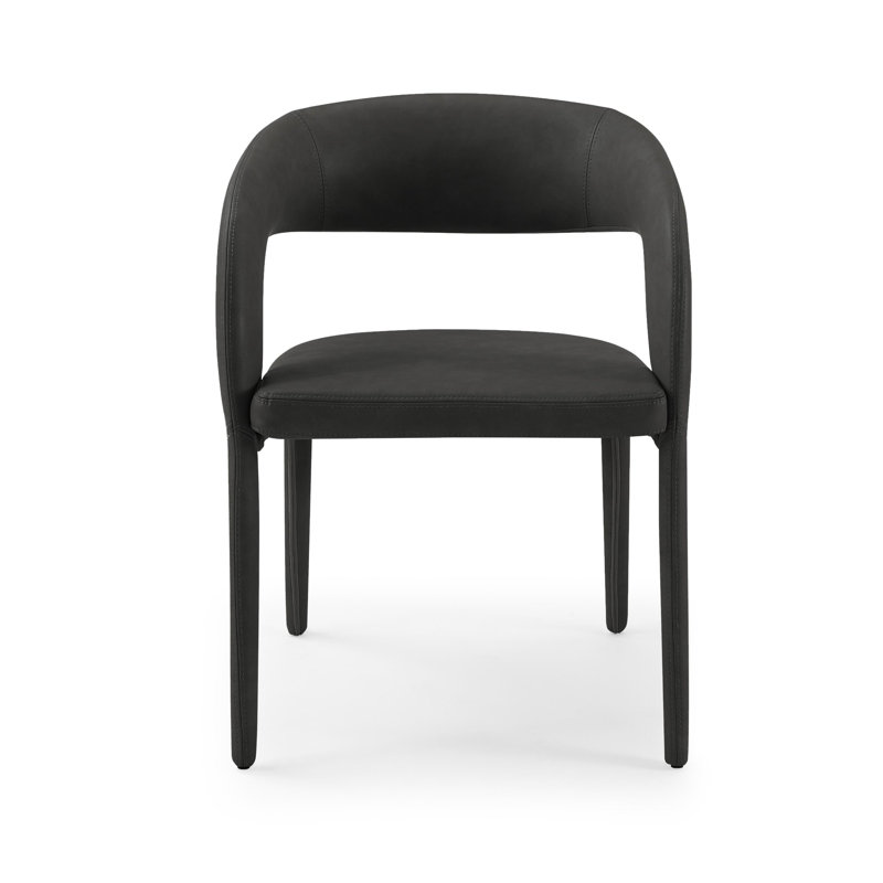 Black Faux Leather Upholstered Arm Chair with Metal Legs