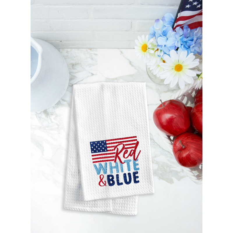 Serviette de cuisine rouge, rouge et bleu