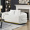Canapé 2 places luxueux avec coussins en tissu d'ameublement doré