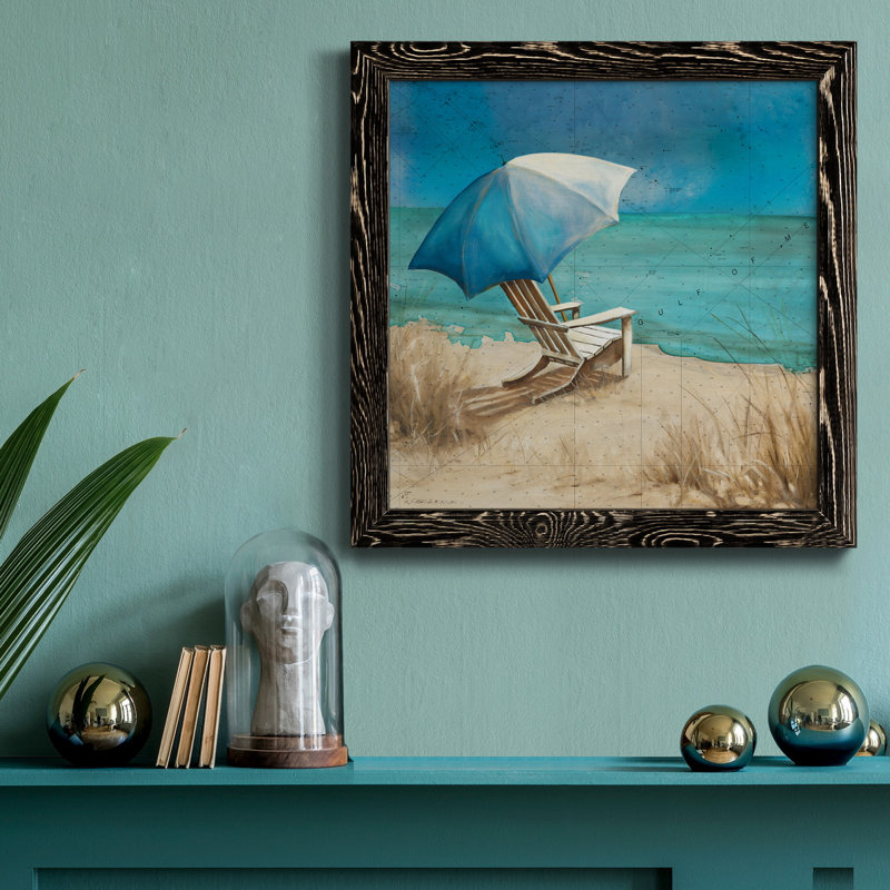 Weather I - Peinture sur toile encadrée, Cadre noir, H 17 po x l 17 po x P 1,5 po