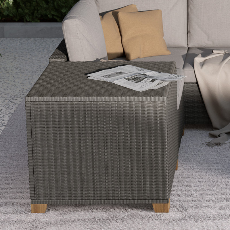 Meta Wicker Side Table With Storage