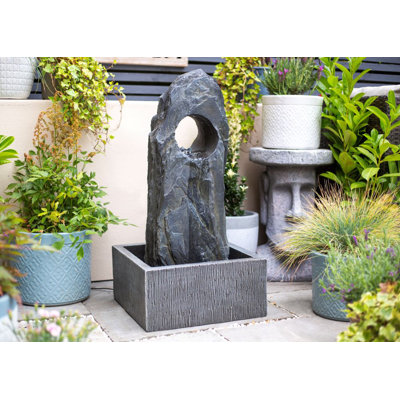 Slagelse Easy Fountain Cambrian Monolith with Lights Mains Plugin Powered Water Feature
