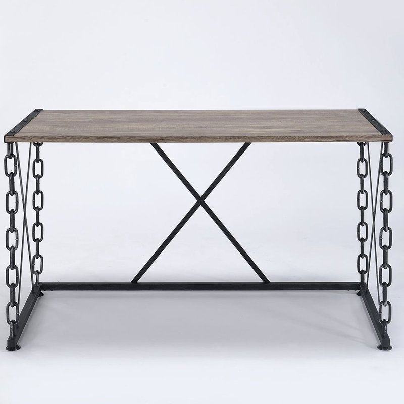 Console rectangulaire de style rustique avec détails noirs et chêne industriels
