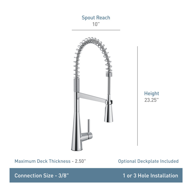 Sleek Spring Pull Down Single Handle Kitchen Faucet, Chrome
