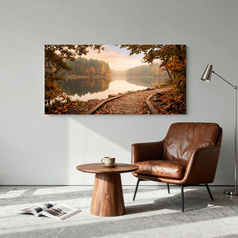 «Autumn Lake», ensemble de 1 reproduction d'art sur toile, L 32 po x H 16 po, Toile tendue