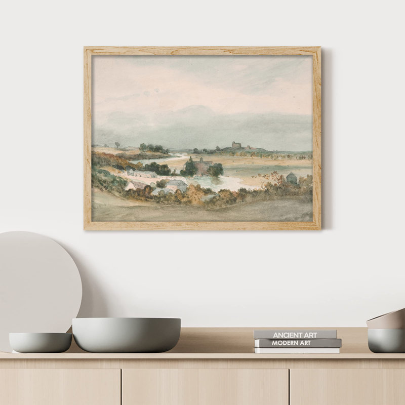 "Paysage champêtre" sur papier, H 11 po x l 14 po, Naturel
