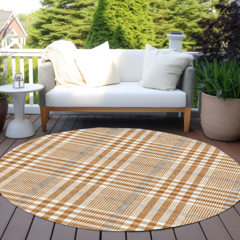 Machine Washable Indoor/Outdoor Chayden ACN1054 Rug, Round 8'