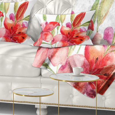 Lily Flowers - Floral Printed Throw Pillow