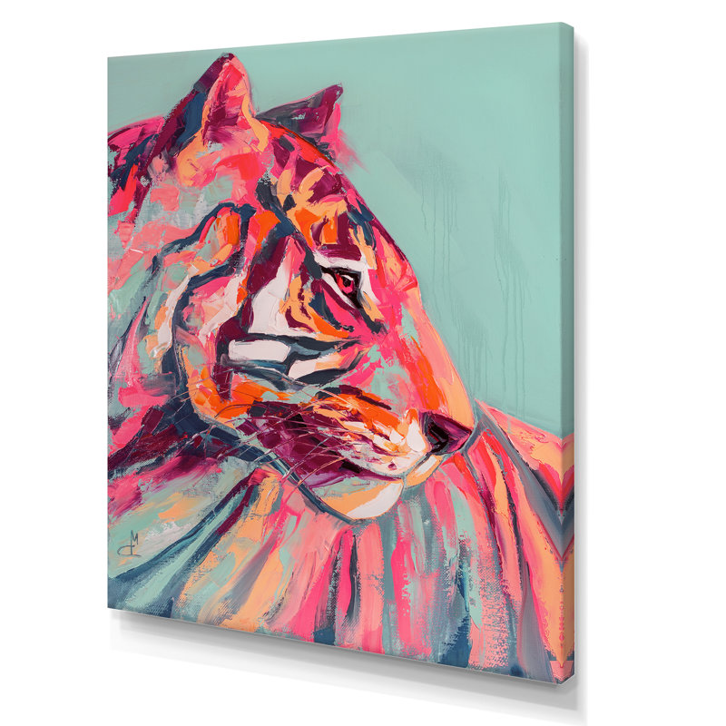 " Pink Tiger Eye Paint Stroke Art VII ", 36" H x 24" W, Wrapped Canvas, No Frame