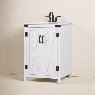 Slayton 24'' Single Bathroom Vanity with Engineered Marble Top