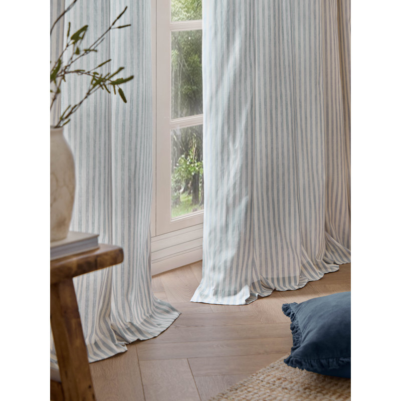Hebden 100% Cotton Room Darkening Curtain Panel Pair, 229cm Width x 229cm Drop, Blue