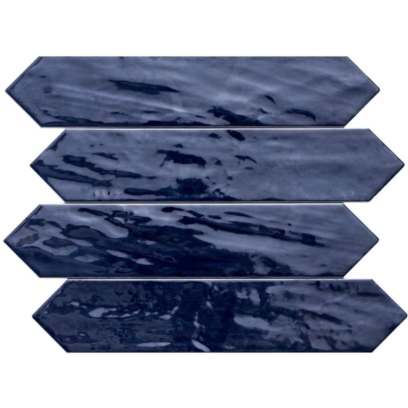 Tribeca-Talavera Picket 2.6"x13" Handmade Ceramic Tile Trim, Blue