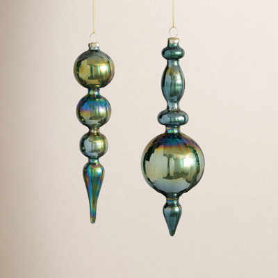 2 Piece Lustrous Finial Ornament Set