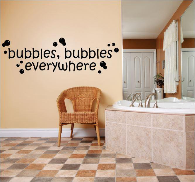 Décalcomanie murale bulles et bulles, H 6 po x l 20 po x P 0,16 po, Noir