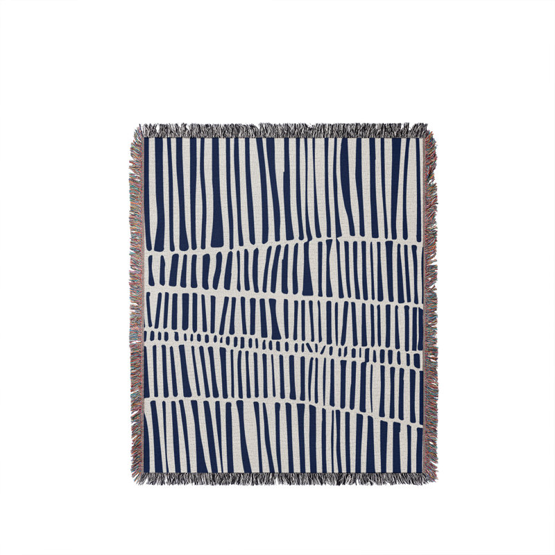 Hand Woven Throw Blanket, 52 x 37" - Throw, Teal/Beige