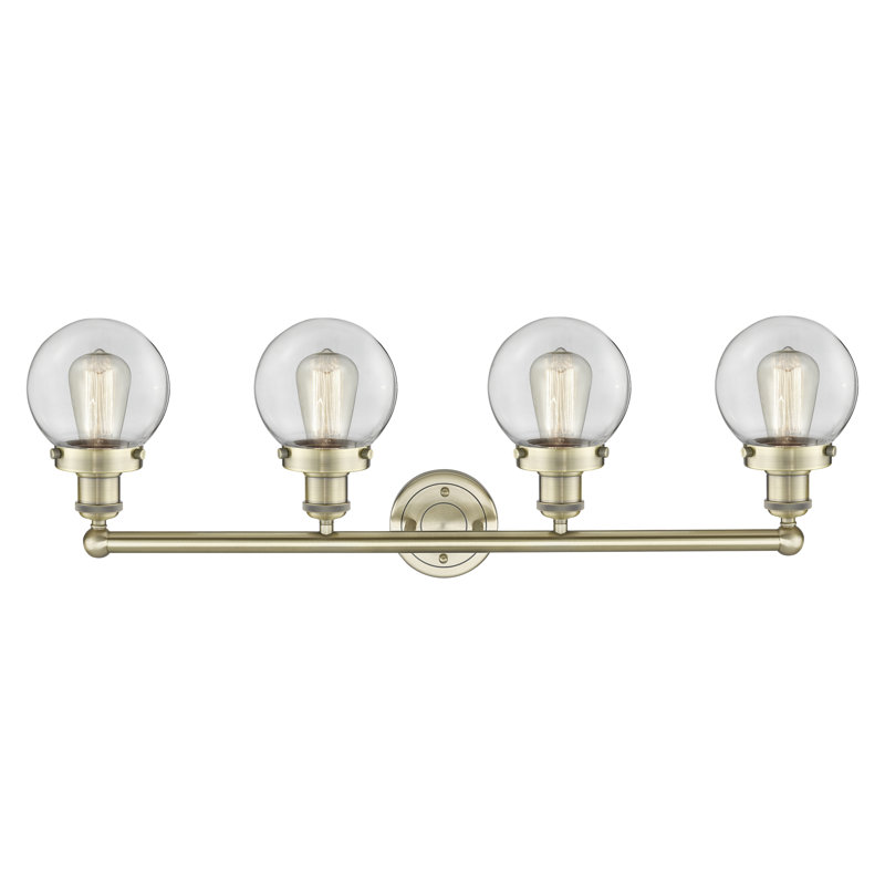 Alphonsa 4 - Light Dimmable Vanity Light, Clear, Antique Brass