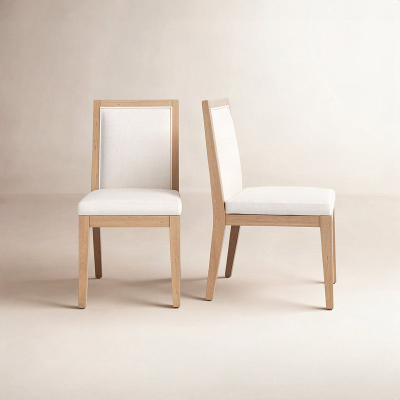 Chaise d'appoint rembourrée Meria, Mélange de lin blanc alpaga